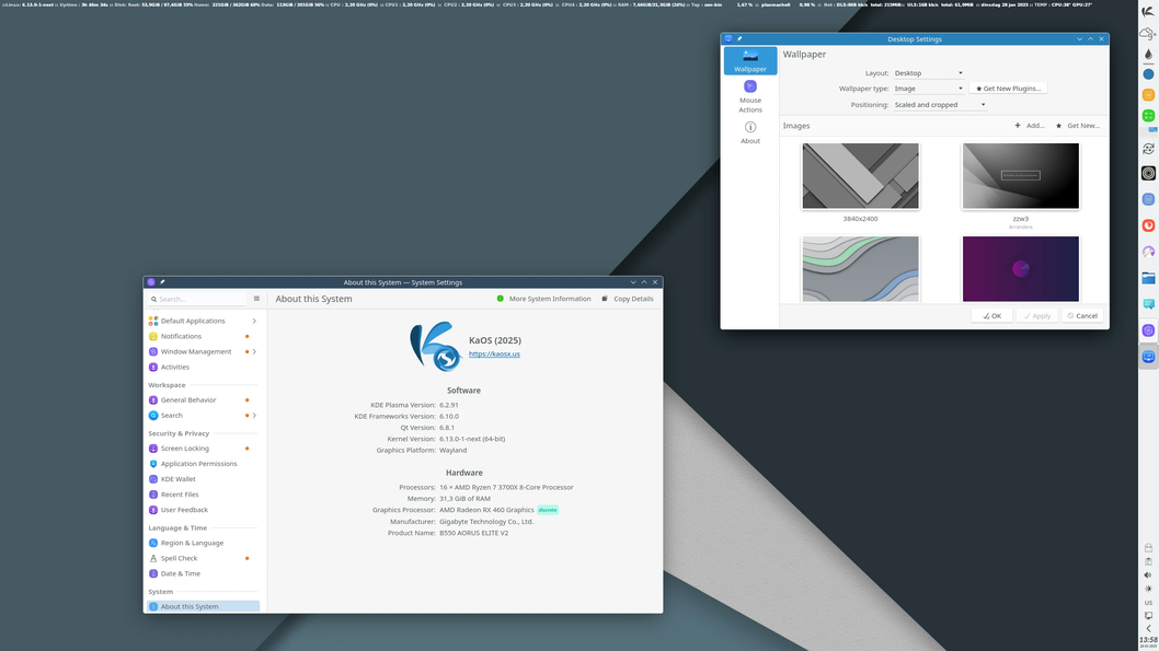 Состоялся релиз KaOS 2025.01 с ядром Linux 6.12, KDE Plasma 6.2 и множеством других улучшений